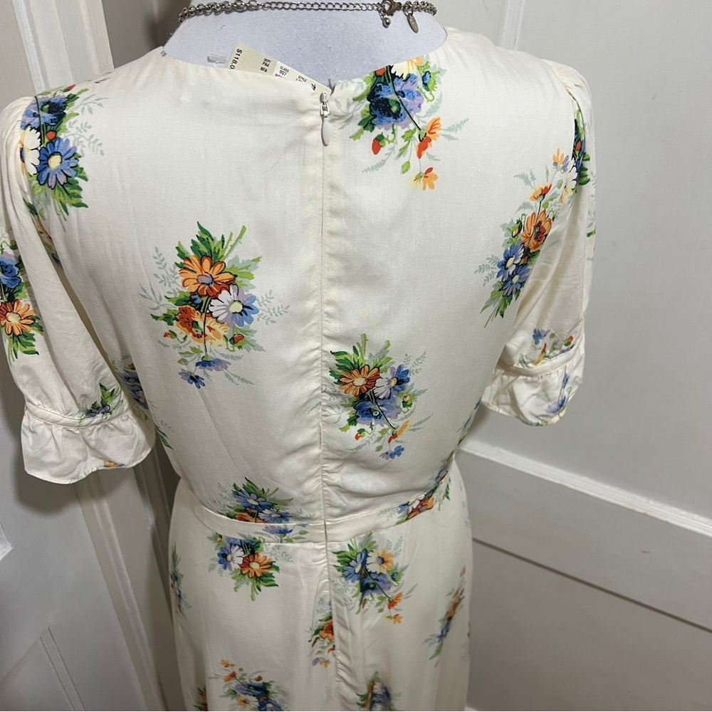 Madewell Cream Floral Maxi Dress with Blue & Orange Bouquet Print - Picture 8 of 16